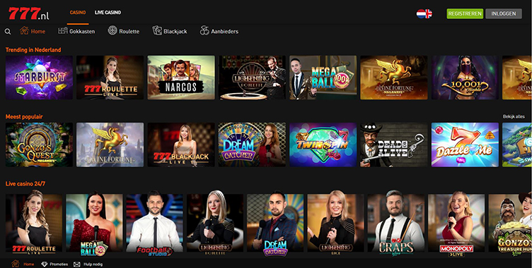 Casino777 hoofdpagina