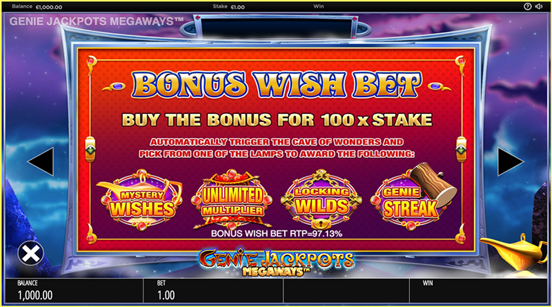 Genie Jackpots Megaways bonussen