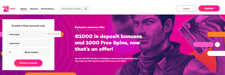 Welkomstbonus 21com