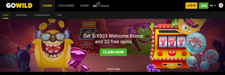 Welkomstbonus GoWild Casino