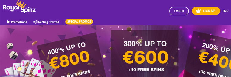 Welkomstbonus Royal Spinz Casino