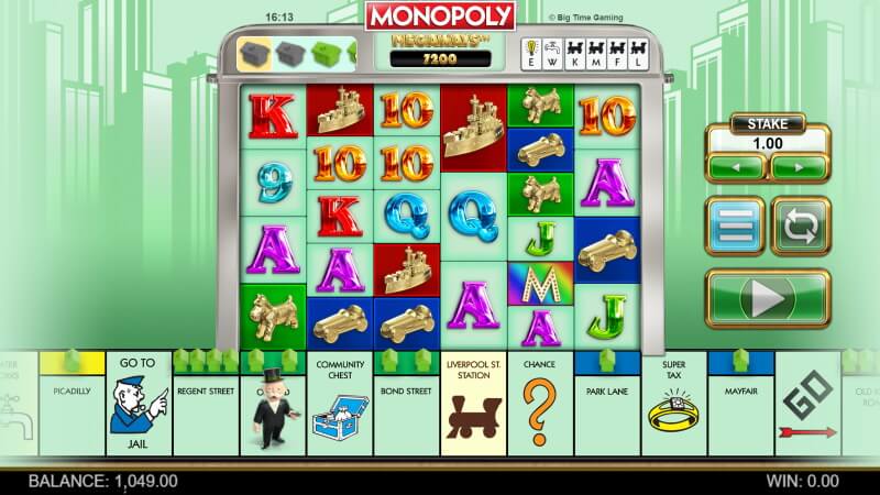 Monopoly Megaways big time gaming videoslot