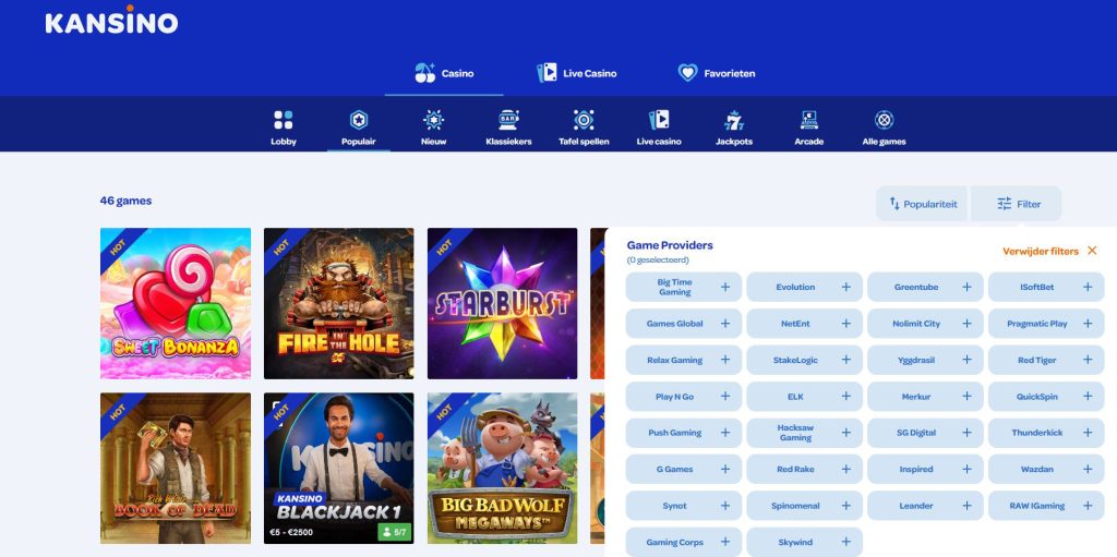 Kansino casino software providers