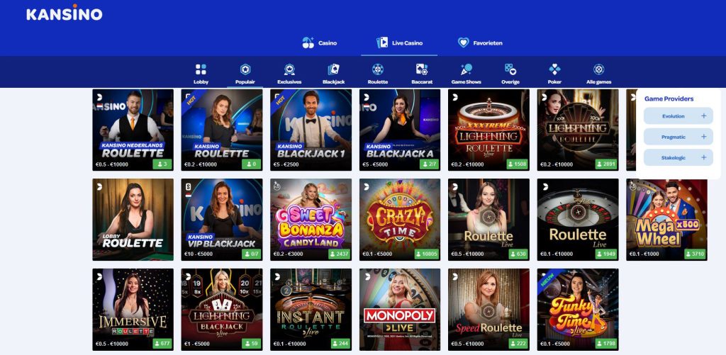 Kansino live casino games