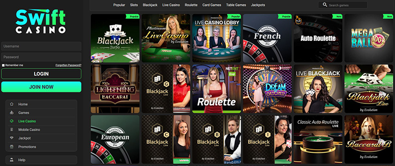 swift casino live casino