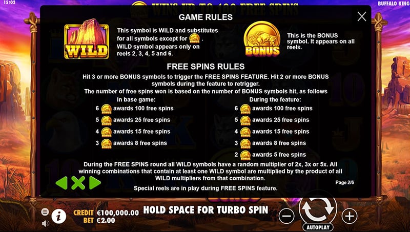 buffalo king wild bonus