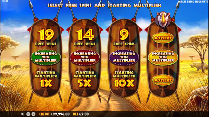 great rhino megaways free spins