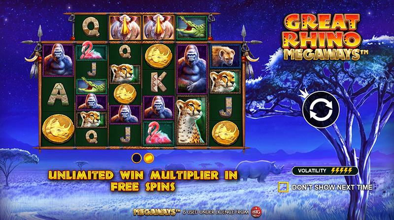 great rhino megaways multiplier in free spins