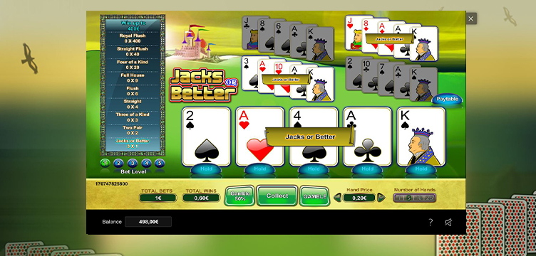 Jacks or Better Videopoker