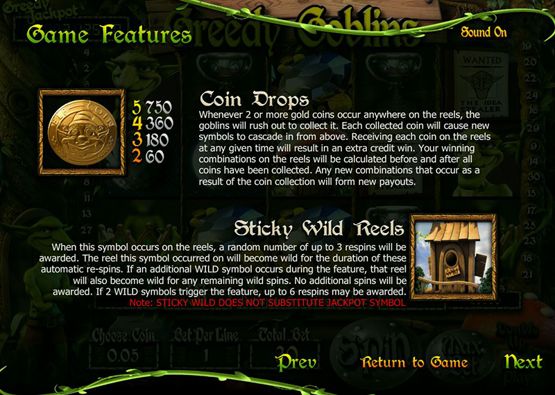 greedy goblins coins drops and sticky wilds