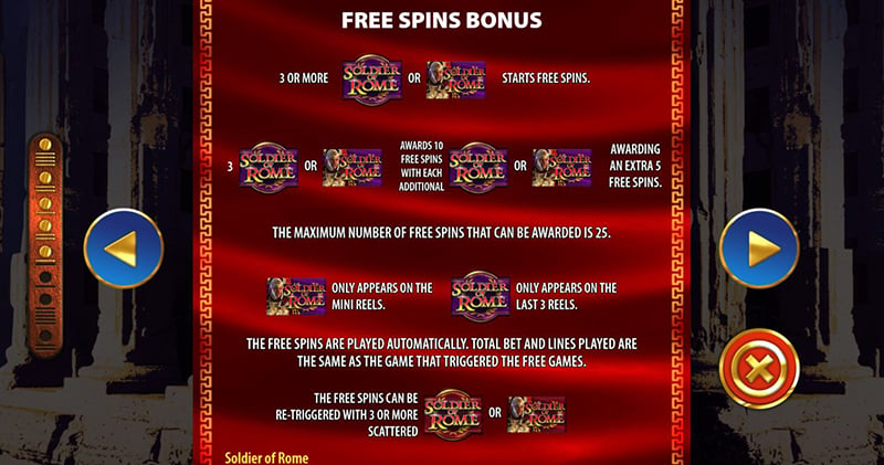 Soldier of Rome free spins bonus