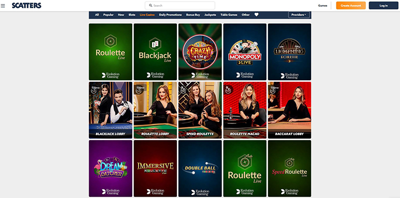 Scatters Casino live casino