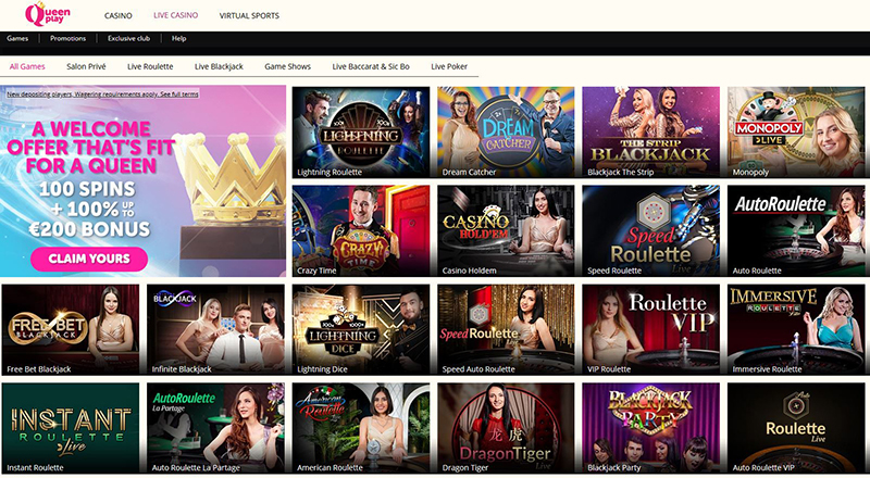 Queen Play Casino live casino games