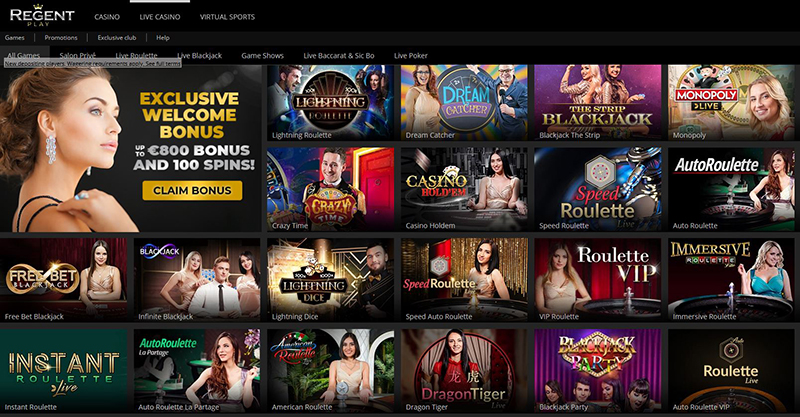 Regent Play Casino live casino games