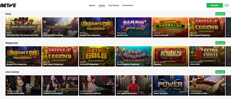 Betive casino games