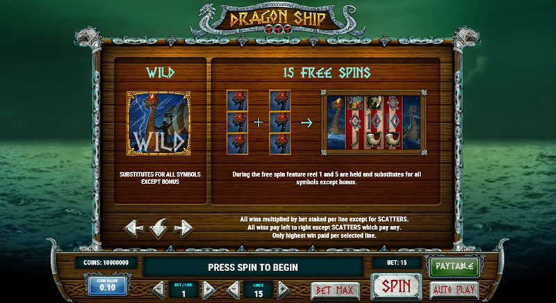 Dragon Ship wild and free spins bonuses