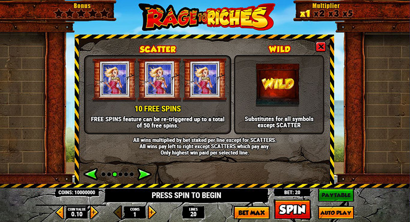 Rage to Riches scatter and wild