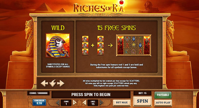 Riches of Ra wild and free spins