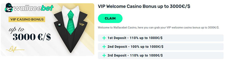 VIP welcome casino bonus package
