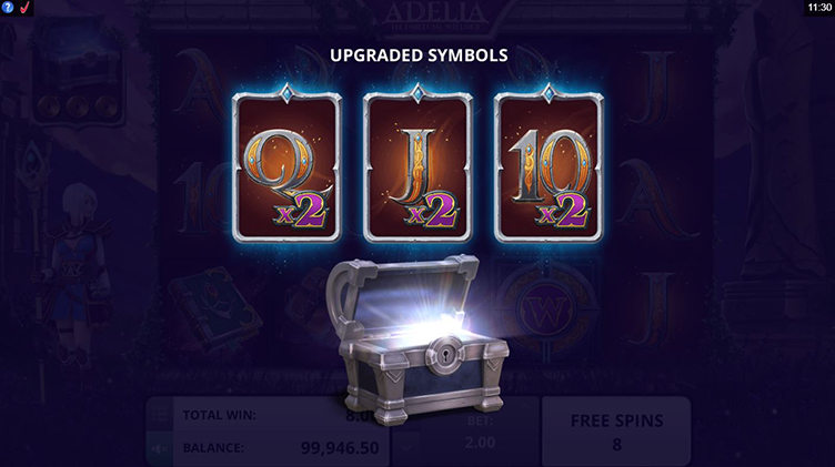 Adelia the Fortune Wielder free spins upgrade symbols