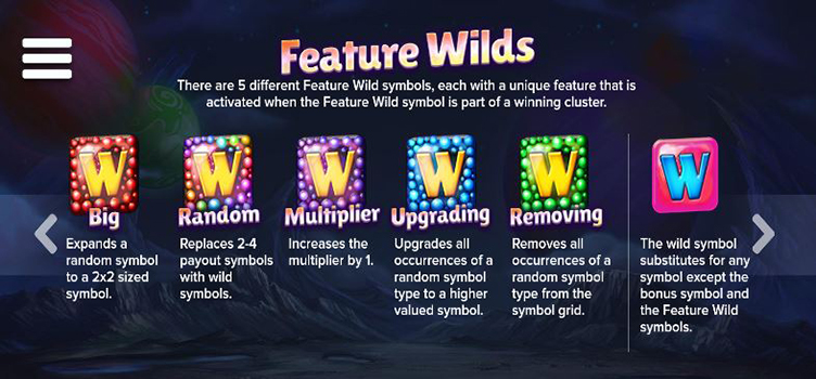 Cluster Slide wilds symbols