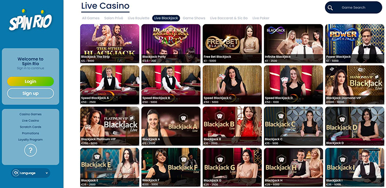 Spin Rio live blackjack