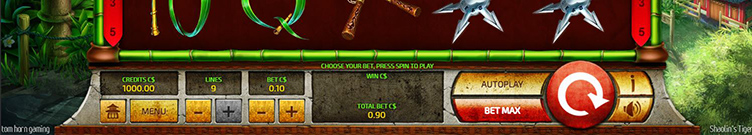 Shaolin's Tiger menu