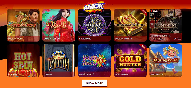 Amok Casino casino games