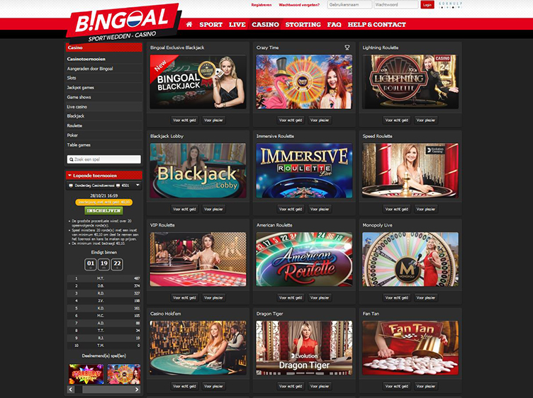 Bingoal Casino live casino spellen