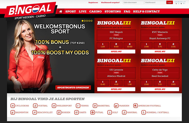 Bingoal Casino sport hoofdpagina