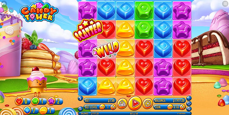 Candy Tower videoslot wild scatter