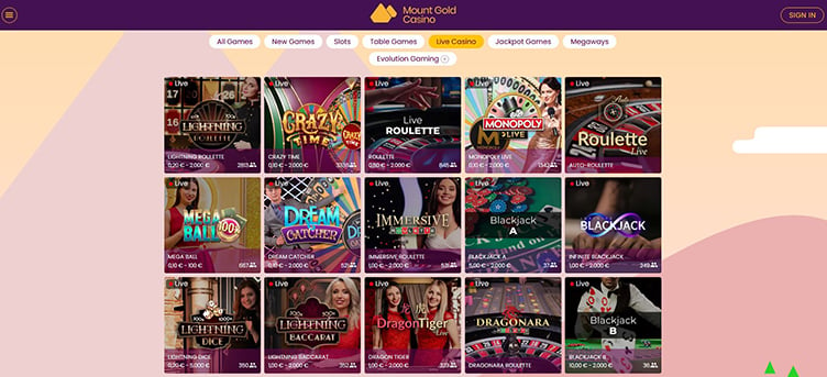 Mount Gold Casino Evolution Gaming