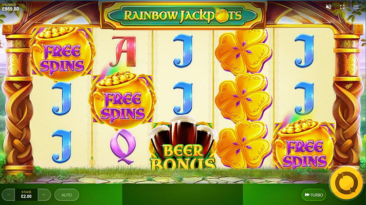 Rainbow Jackpots videoslot free spins