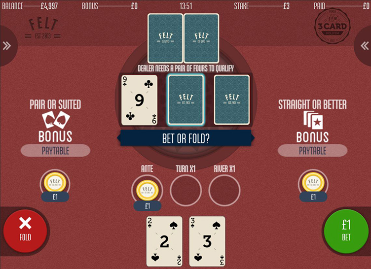 3 card poker online