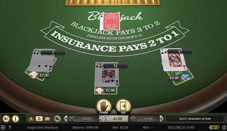 Single Deck Blackjack online