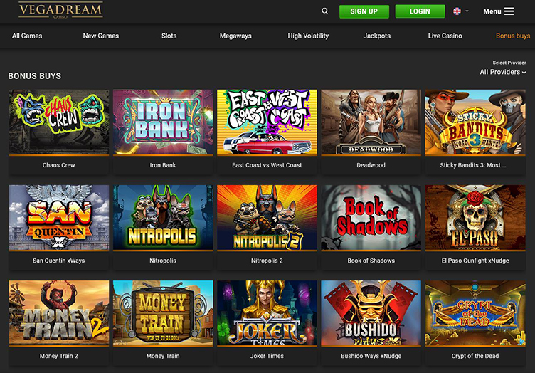 Vegadream Casino bonus buys games