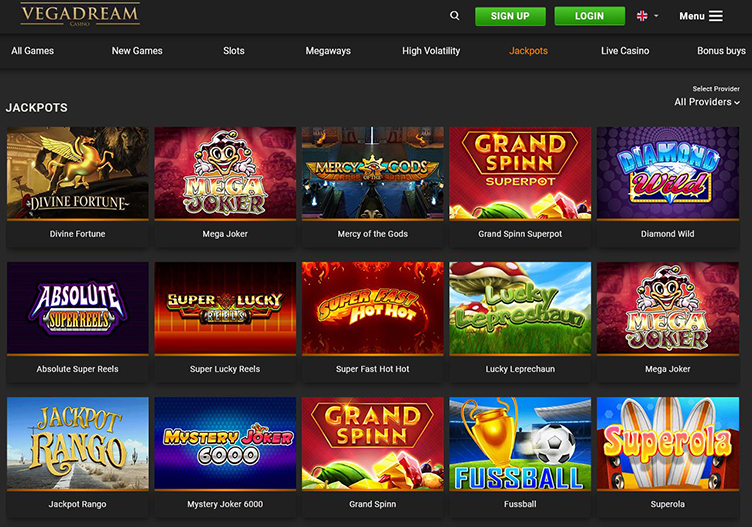 Vegadream Casino jackpots games