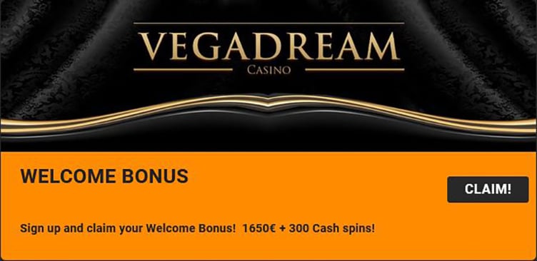 Vegadream Casino welcome bonus