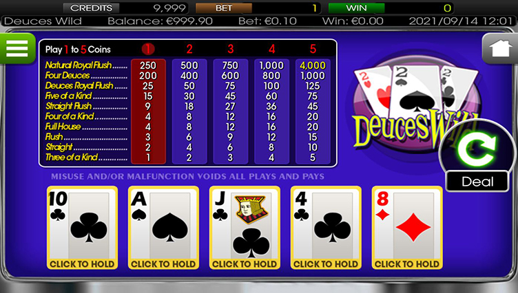 Deuces Wild video poker