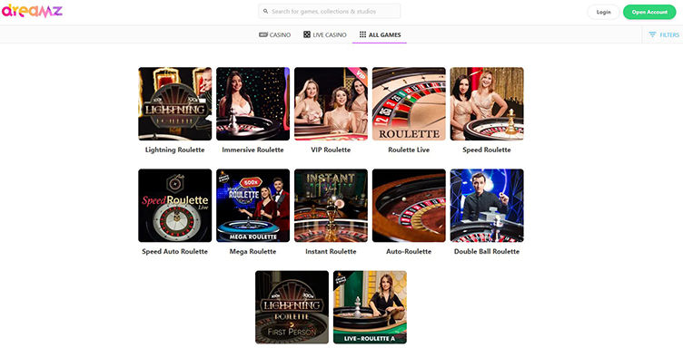 Dreamz live roulette games