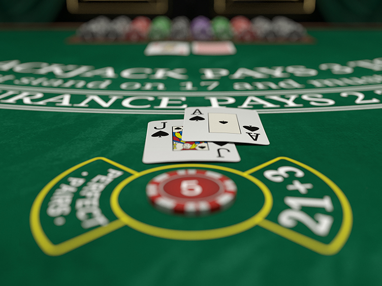 First person blackjack closeup