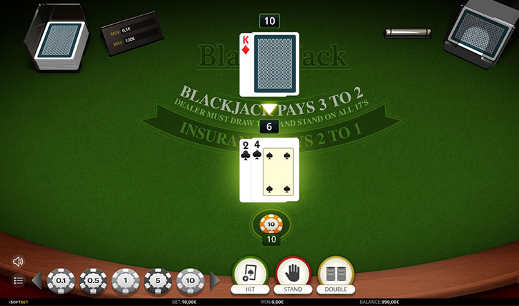 Online blackjack single hand