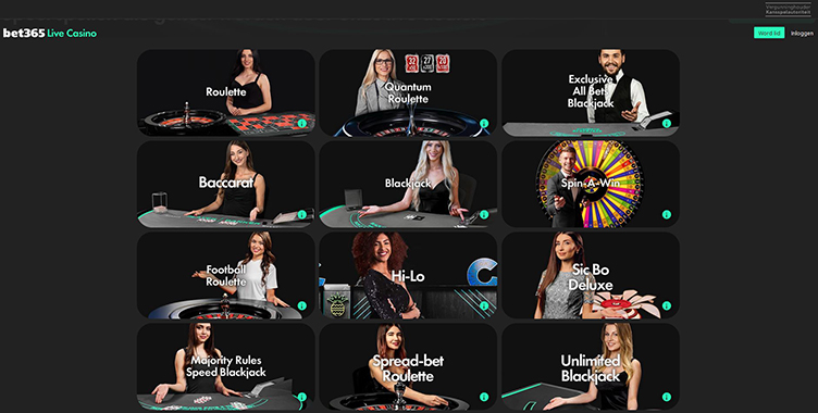 Bet365 live casino spellen