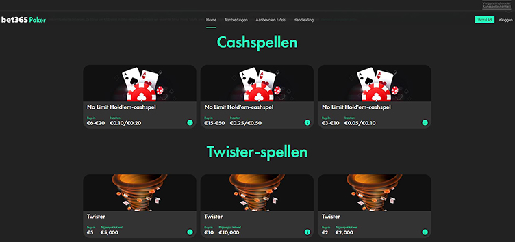 Bet365 live poker spellen