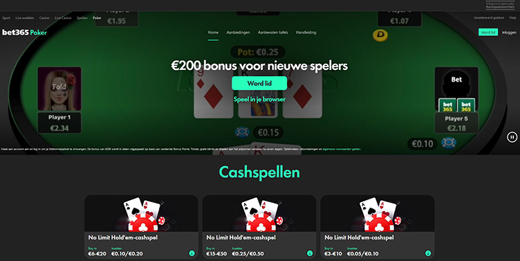 Bet365 poker spellen