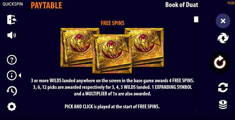 Book of Duat free spins and wilds