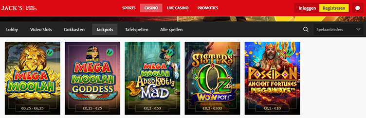 Jack's Online Casino jackpots