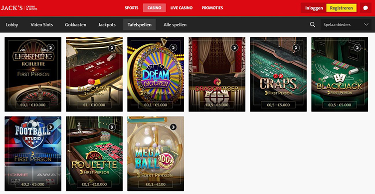 Jack's Online Casino tafelspellen