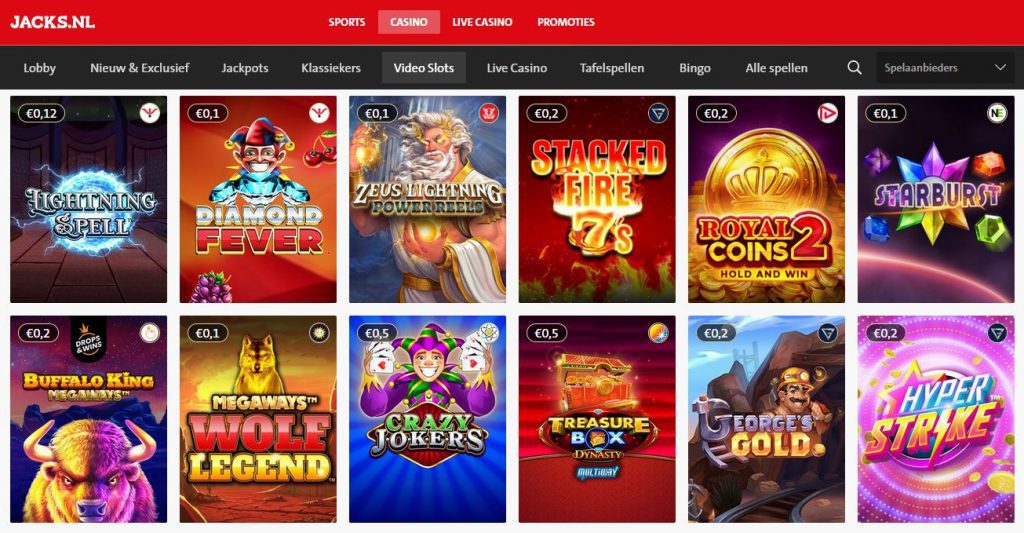 Jacks.nl videoslots spellen