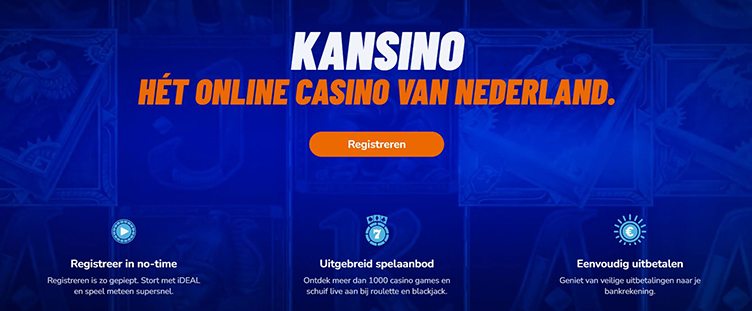 Kansino pagina registratie